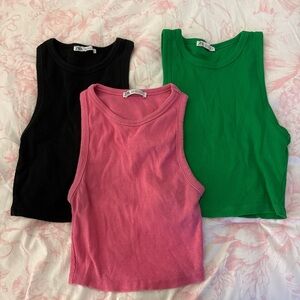 Zara Women's Tank Tops - Black, Pink, Green